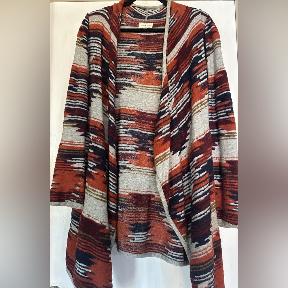 Lucky Brand Aztec Open Drape Cardigan Sweater
